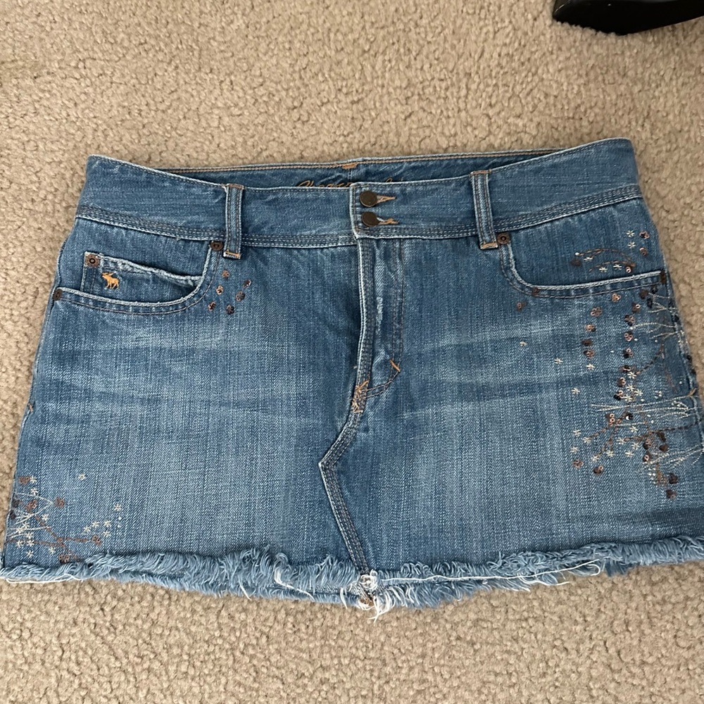 Vintage Abercrombie & Fitch Blue Embellished Denim Mini Skirt
